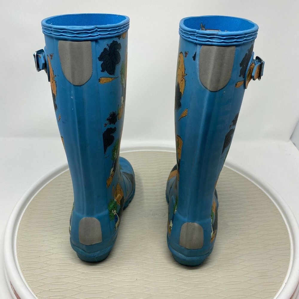 Hunter Peter Rabbit Kids Wellington Boots EU 34 Girl 4 Teal Blue Bunny Rain - Picture 5 of 12